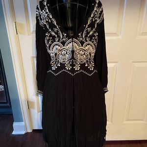 Free People Black Embroidered Tunic